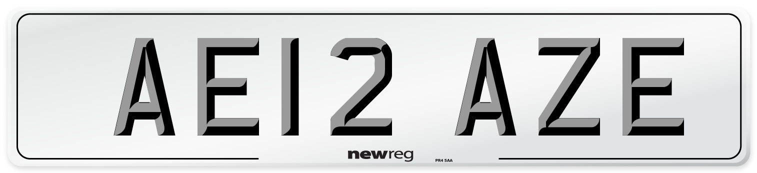 AE12 AZE Number Plate from New Reg